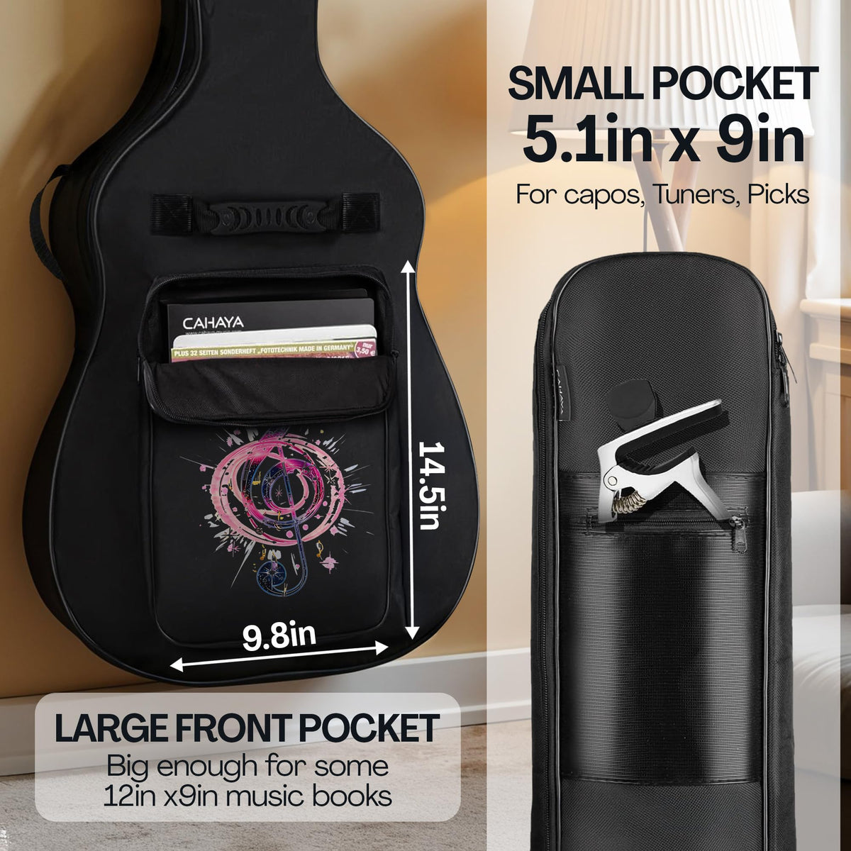 Soft Water Resistant Padded Guitar Gig Bag with Shoulder Straps and Pockets H243908