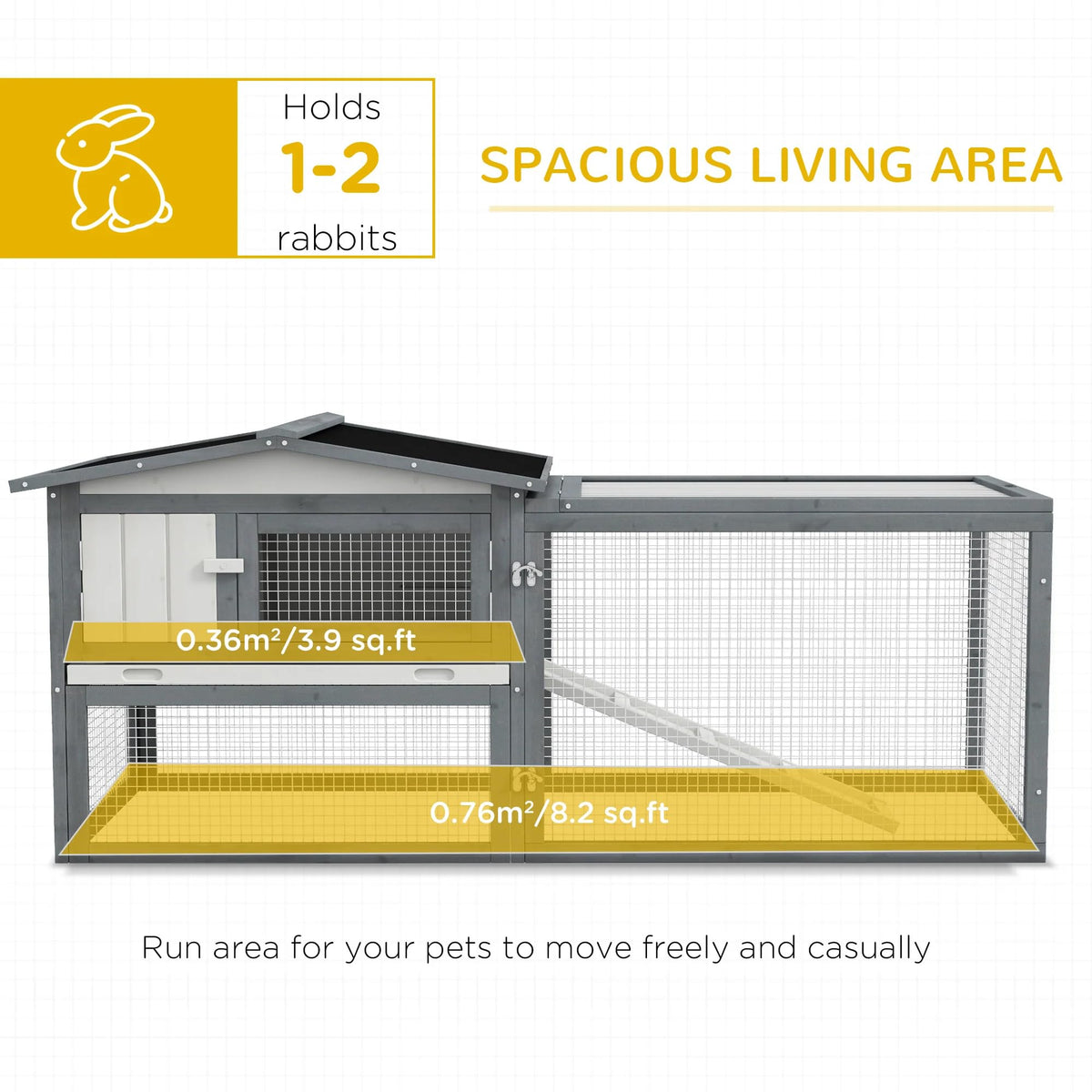White 2-Tier Wooden Rabbit Hutch with Run H23584