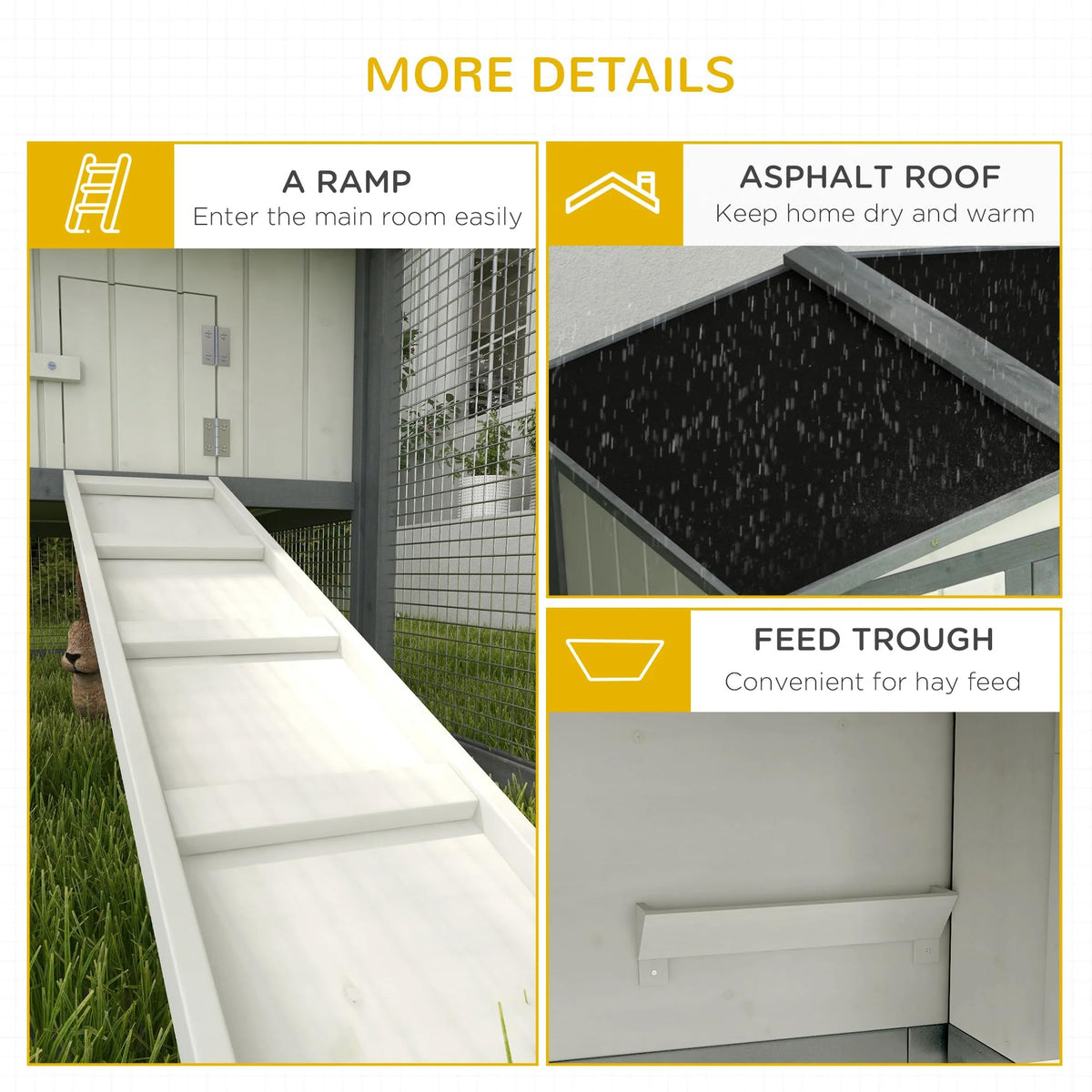 White 2-Tier Wooden Rabbit Hutch with Run H23584