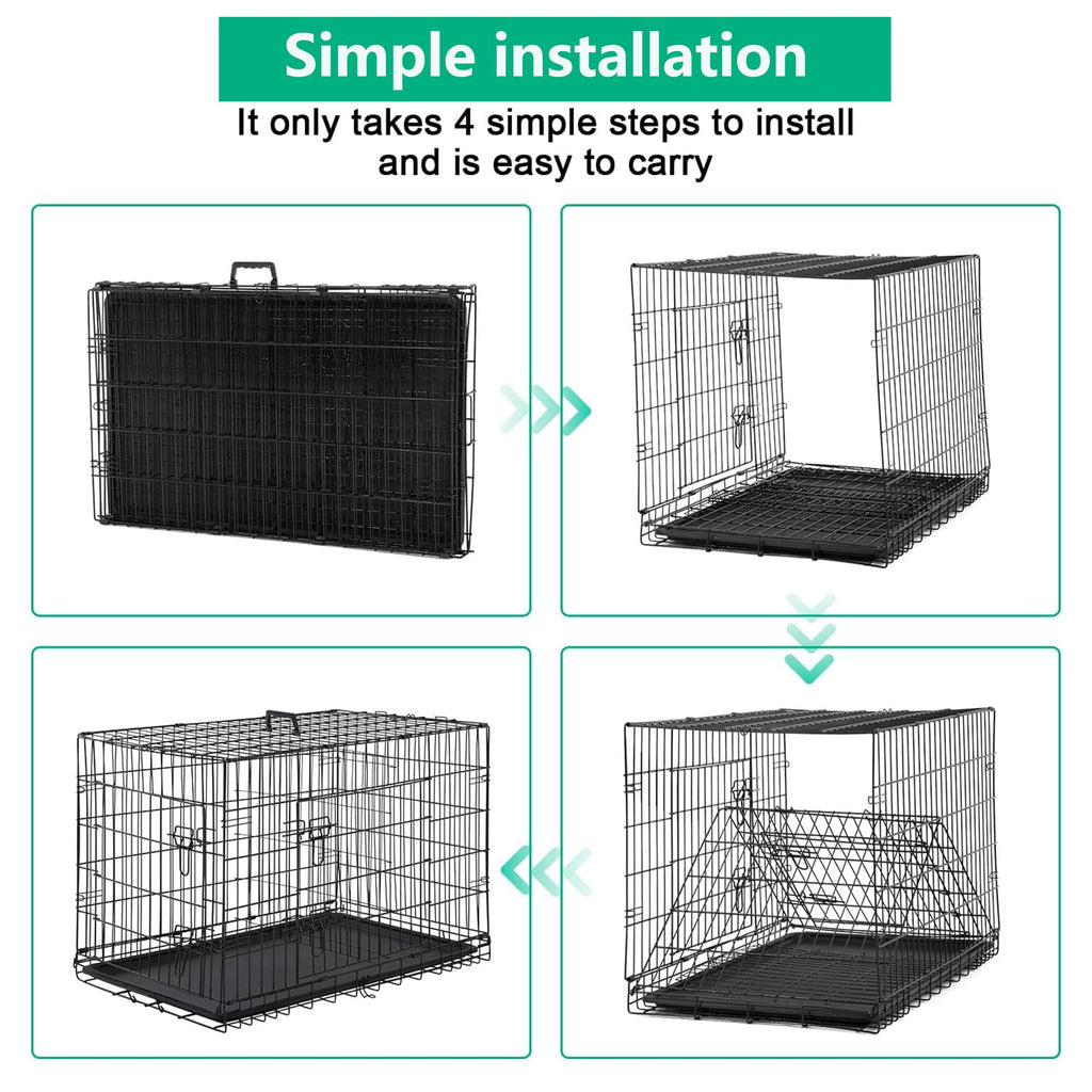 42 inch Folding Metal Wire Dog Crate with Double Door G3017
