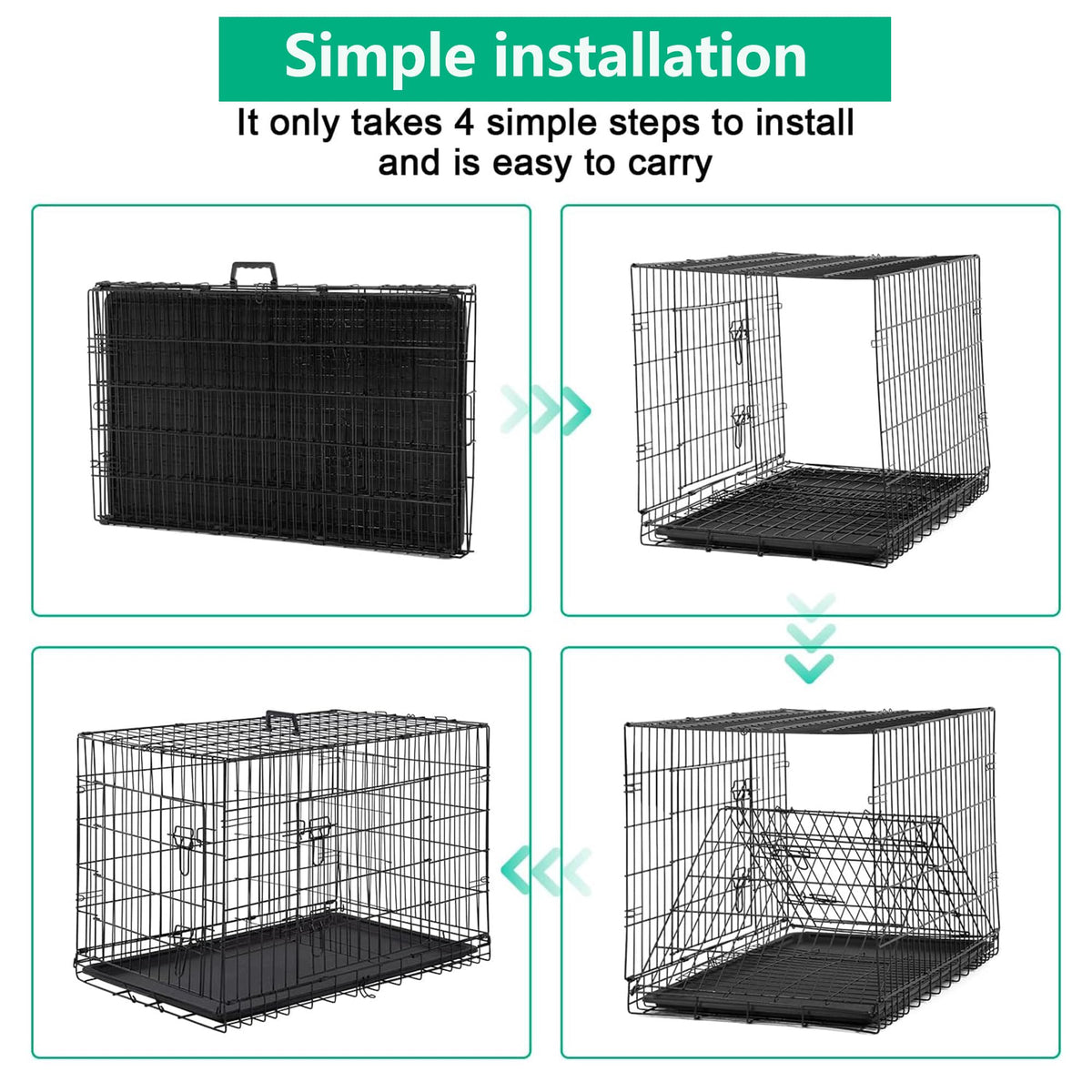 42 inch Folding Metal Wire Dog Crate with Double Door G3017