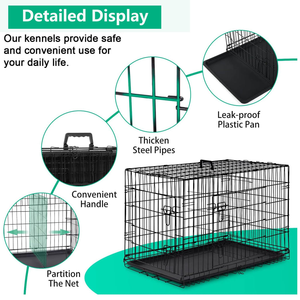 42 inch Folding Metal Wire Dog Crate with Double Door G3017