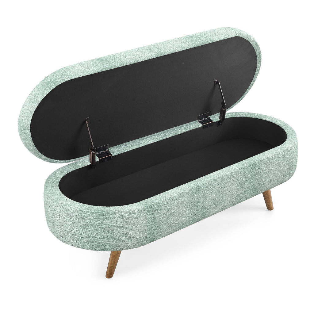 Oval Storage Bench with Rubber Wood Legs I872