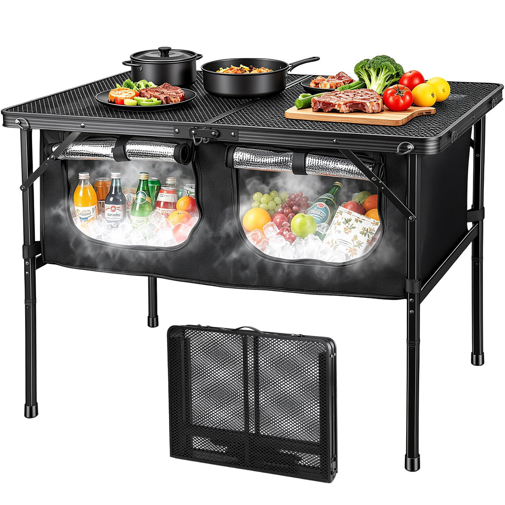 Folding Camping Table with Storage and Cooler Bag K6845