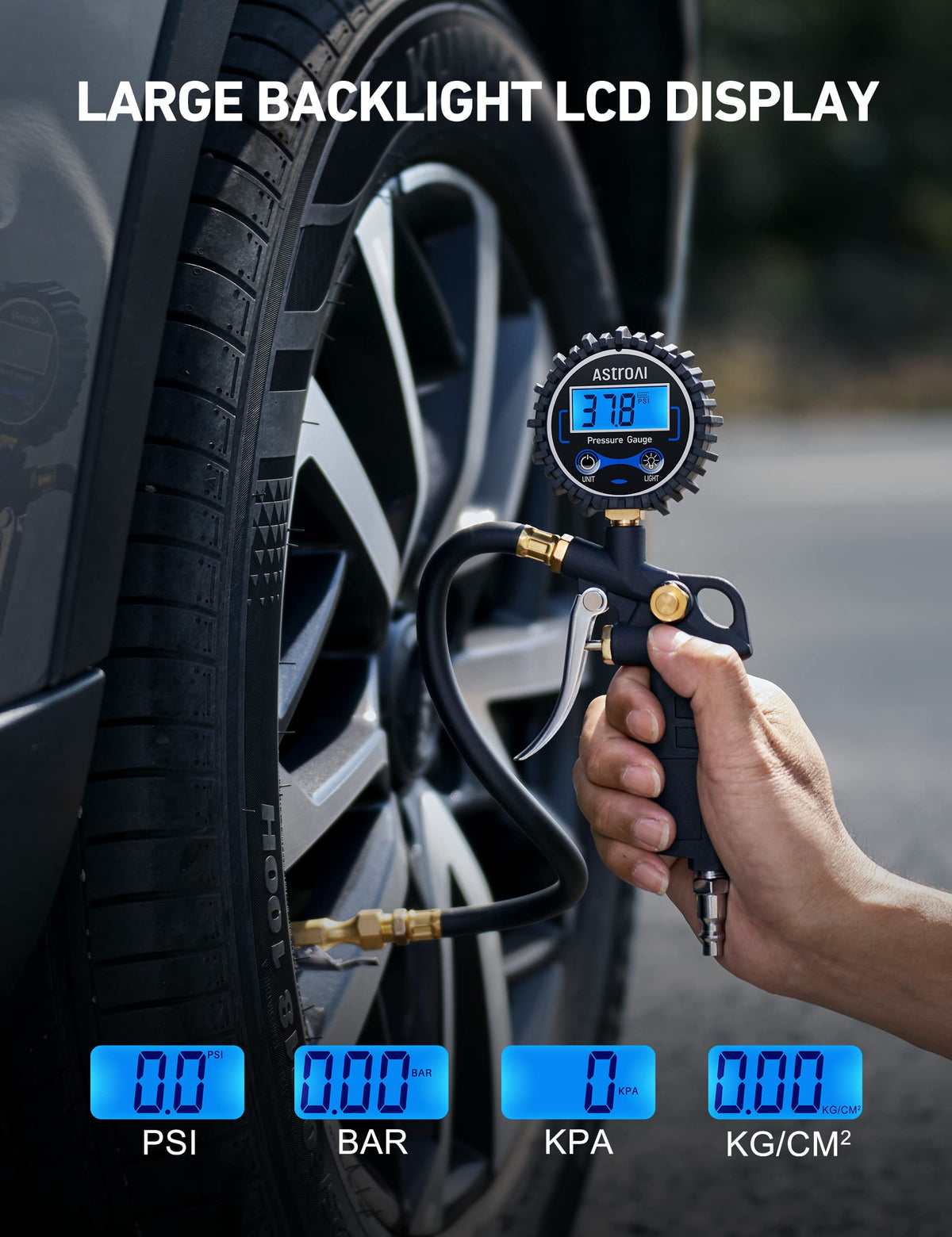 Digital Tire Pressure Gauge with Inflator 3-250 PSI U78226