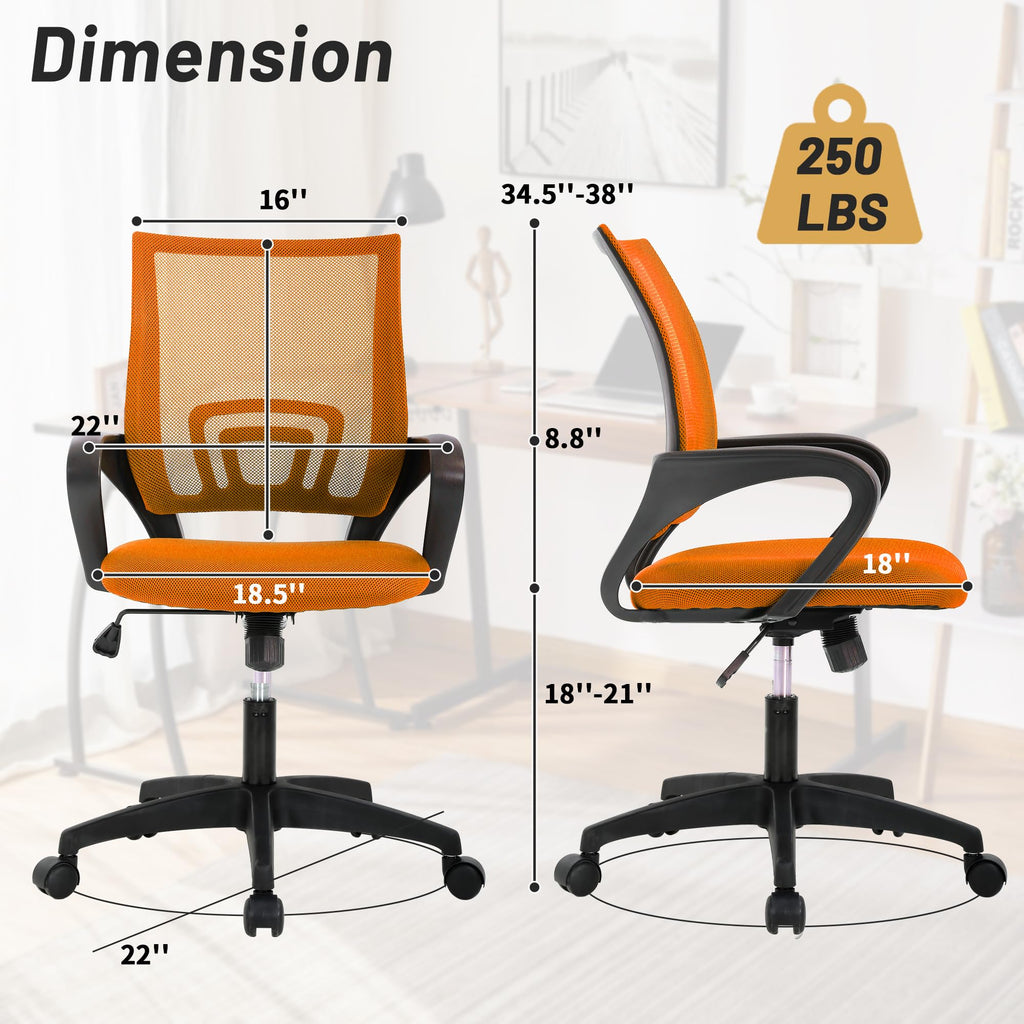Orange Mesh Ergonomic Office Chair with Lumbar Support H797915