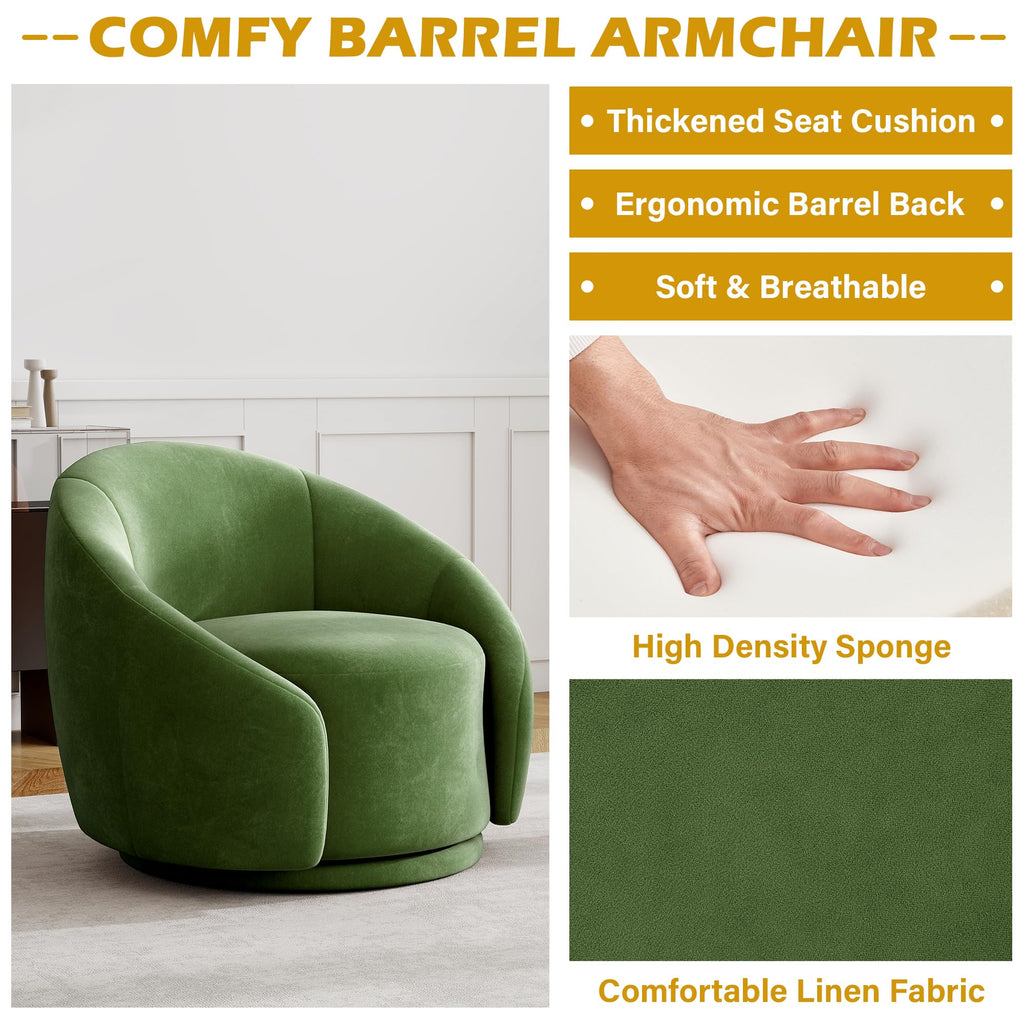 Green Velvet Swivel Barrel Chair Set of 2 B535996
