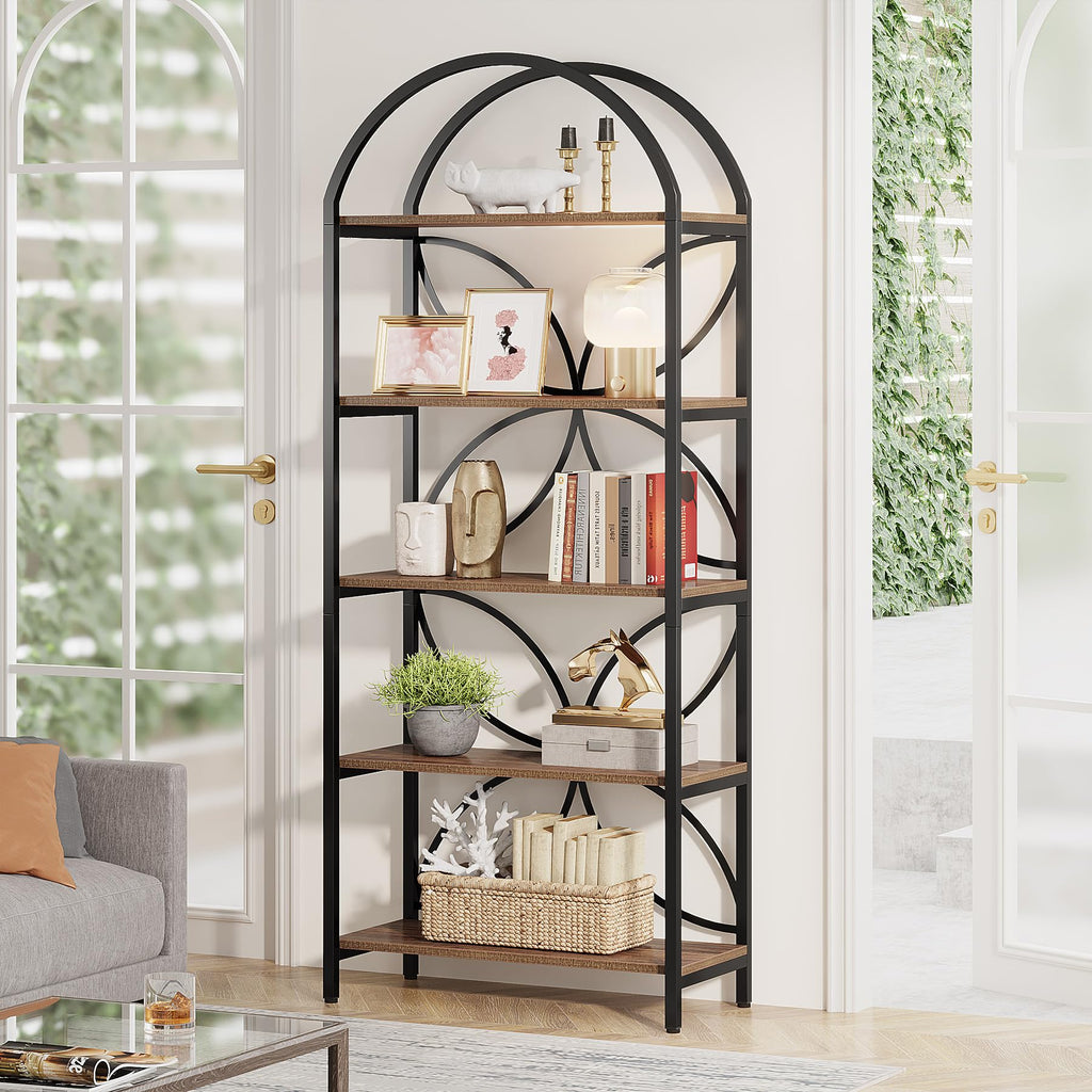 75 Inch Tall Arched 5-Tier Bookshelf U405100