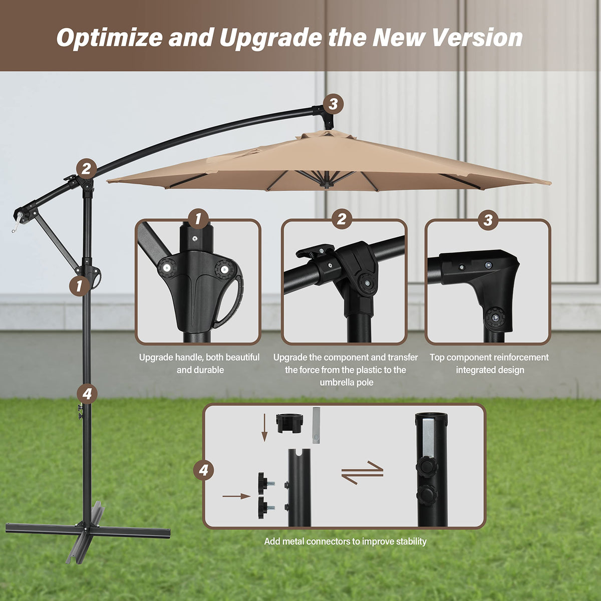 9.8ft Blue Offset Cantilever Patio Umbrella with Crank & Cross Base X38997