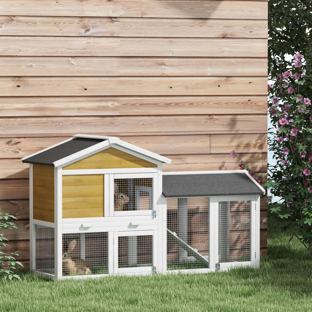 Outdoor Rabbit Hutch, 2-Tier with Ramp and Water-Resistant Roof S98080