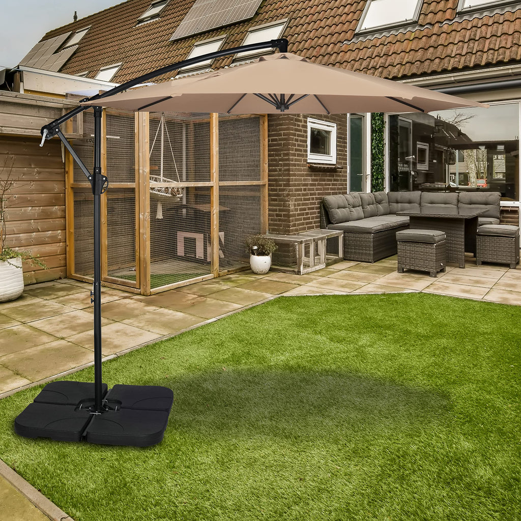 9.8ft Blue Offset Cantilever Patio Umbrella with Crank & Cross Base X38997