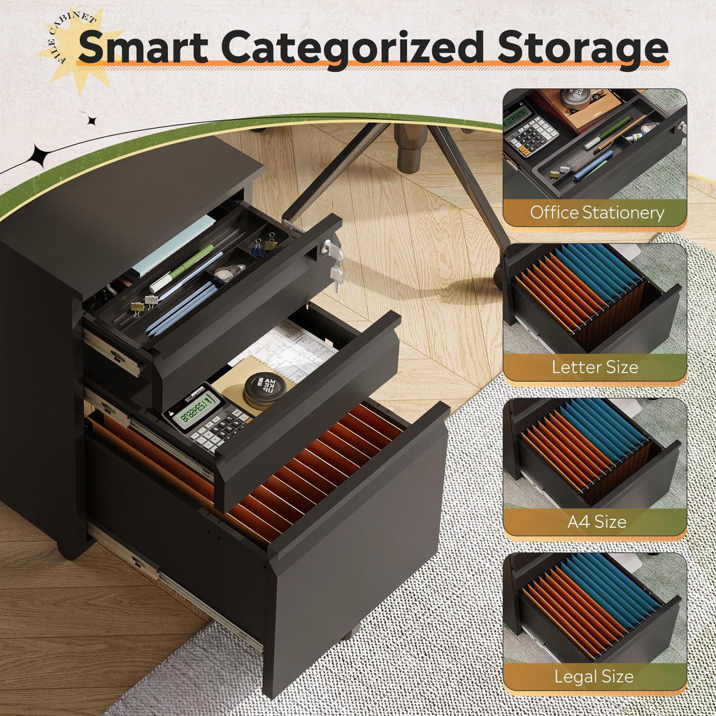 3 Drawer Mobile File Cabinet with Lock W14594