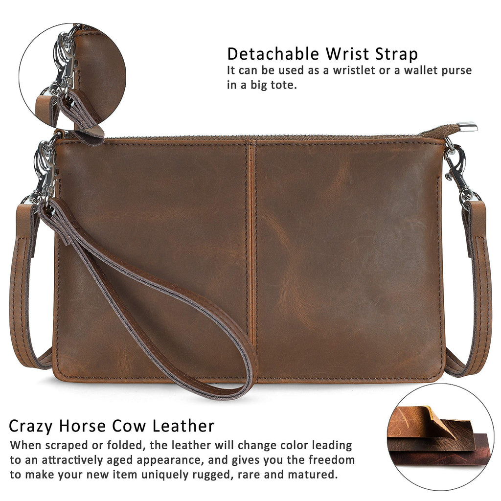 Genuine Leather Small Crossbody Bags Wristlet Wallet Purses F4195