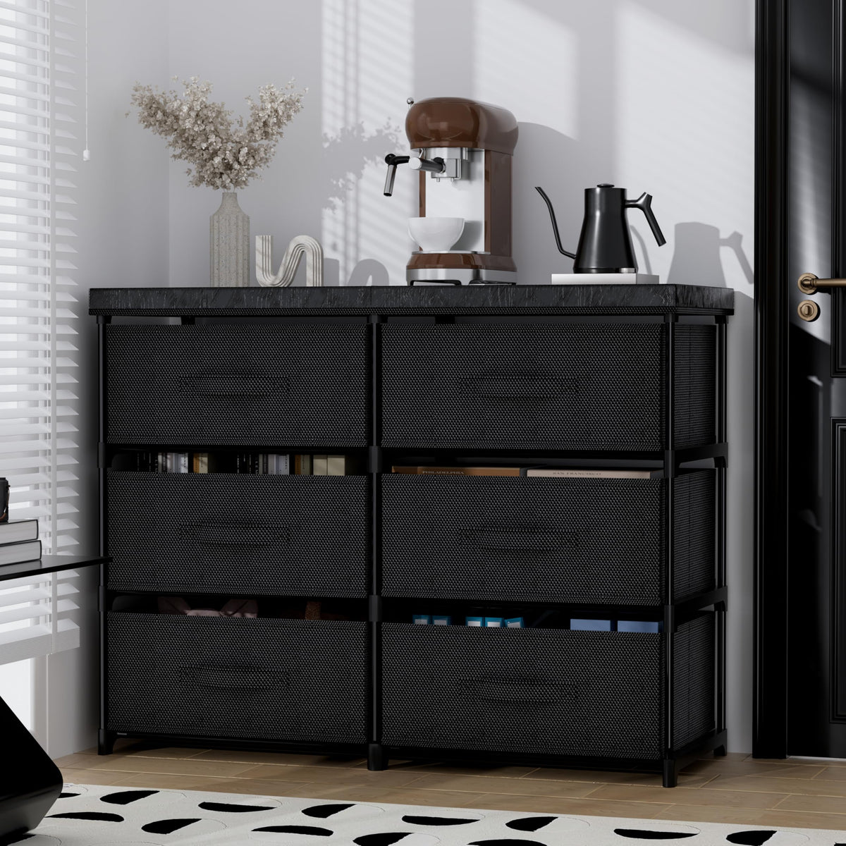 6 Drawer Fabric Dresser Storage Tower I1770