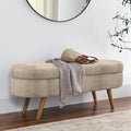 Oval Storage Bench with Rubber Wood Legs, Gray M22676