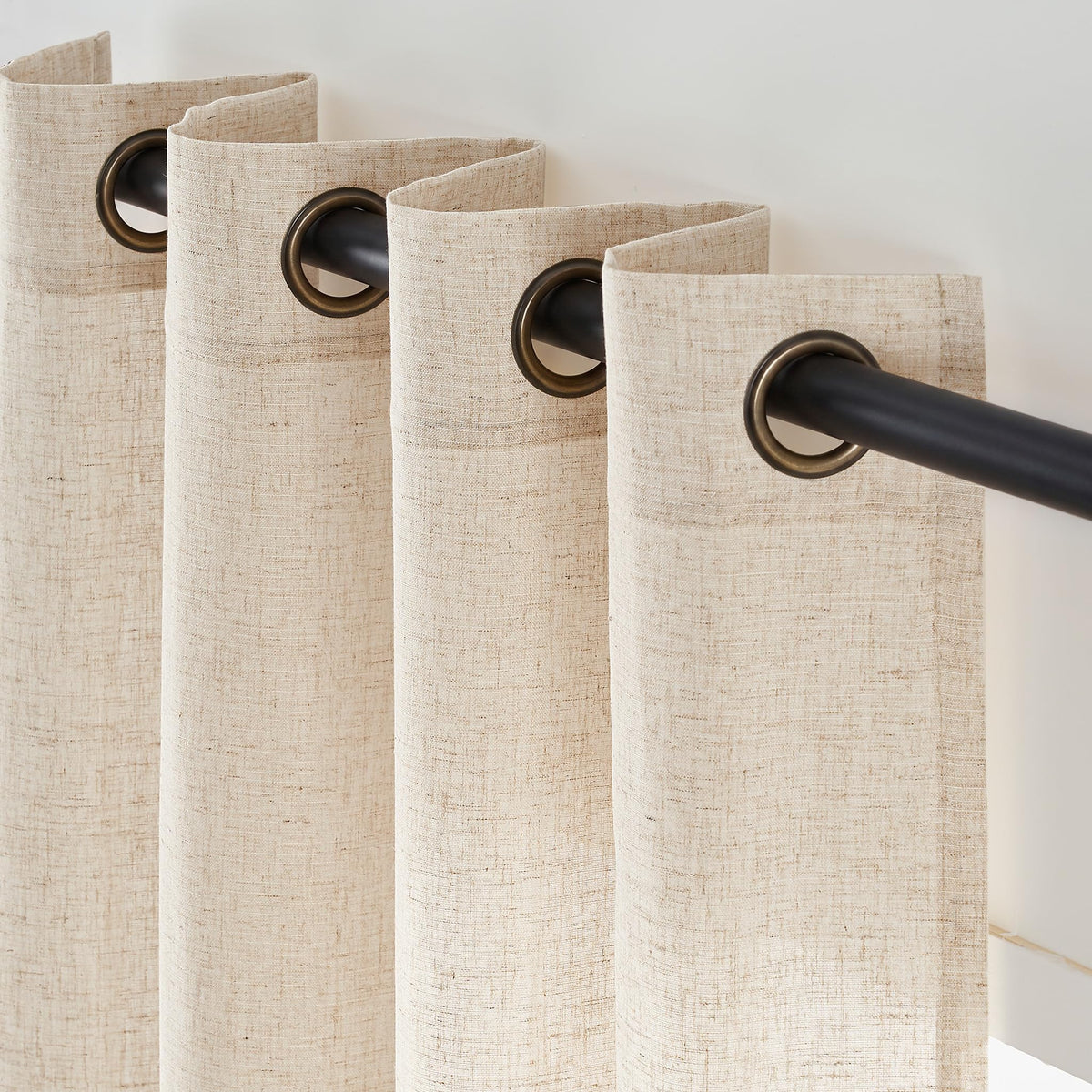 Linen Curtain 84 Inch Light Filtering Grommet 1 Panel Beige H6415