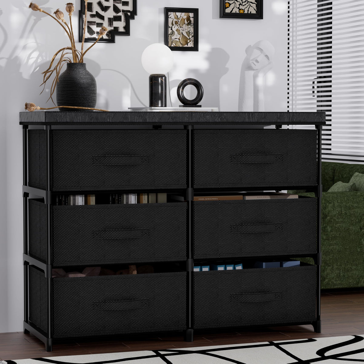 6 Drawer Fabric Dresser Storage Tower I1770