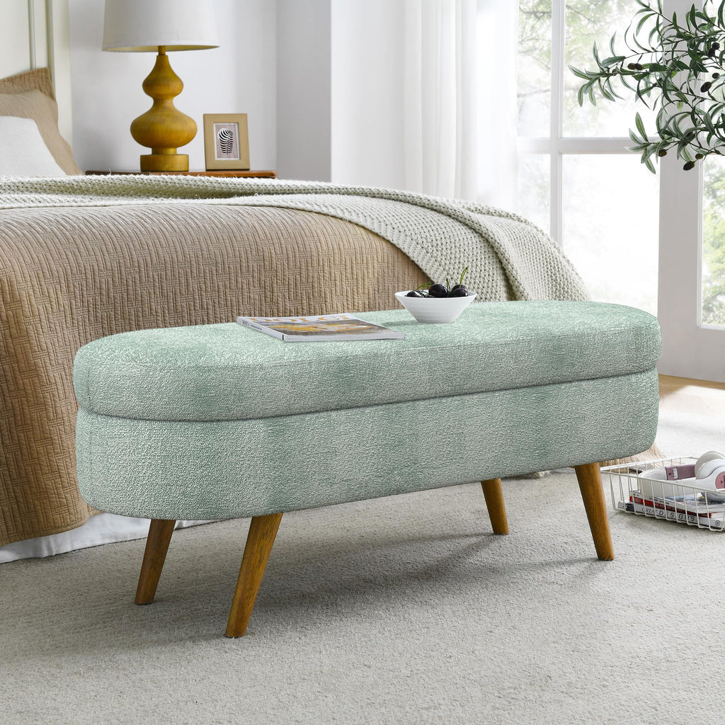 Oval Storage Bench with Rubber Wood Legs I872