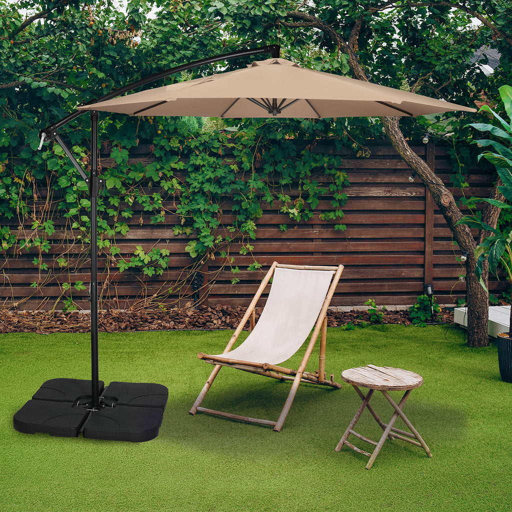 9.8ft Blue Offset Cantilever Patio Umbrella with Crank & Cross Base X38997